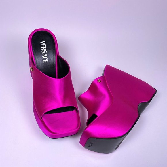 VERSACE Pink Triplatform Mules - Picture 2 of 12